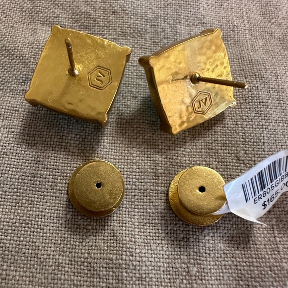 Julie Vos Antonia Statement Stud Earrings - Iridescent Bahamian Blue - NWT - Picture 5 of 11